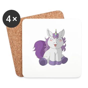 Kleines süßes Einhorn - Untersetzer (4er-Set) - Weiß - Vorne