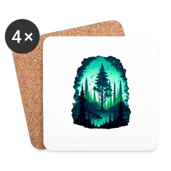 Magischer Wald - Untersetzer (4er-Set) - Weiß - Vorne