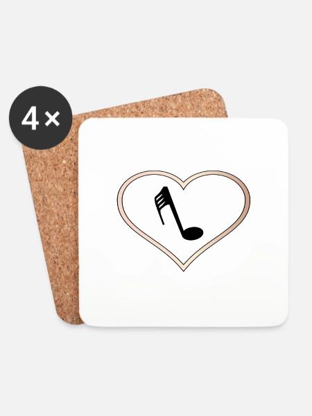 Liebesherz-Musik - Untersetzer (4er-Set) - Weiß