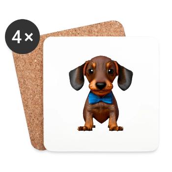 Dachshund Dogs with Bow Tie Dachshund Puppy Dog - Coasters (set of 4) - white - Front
