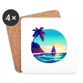 Sailboat Sailing Ship Sailing Sailing Sailing Sailor - Coasters (set of 4) - white - Front
