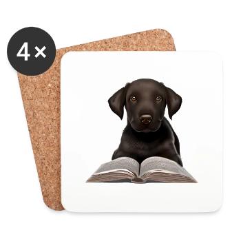 Labradorbesitzer Buch lesen Labrador Retriever - Untersetzer (4er-Set) - Weiß - Vorne