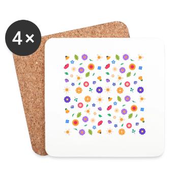 Motif floral - Dessous de verre (lot de 4) - blanc - Devant