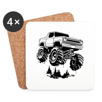 Monster Truck Monster Truck Lover Fan - Dessous de verre (lot de 4) - blanc - Devant