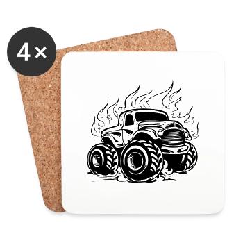 Monster Truck Monster Truck Lover Fan - Dessous de verre (lot de 4) - blanc - Devant