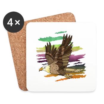 Oiseau - Dessous de verre (lot de 4) - blanc - Devant