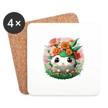 cute animal pastel colors - Coasters (set of 4) - white - Front