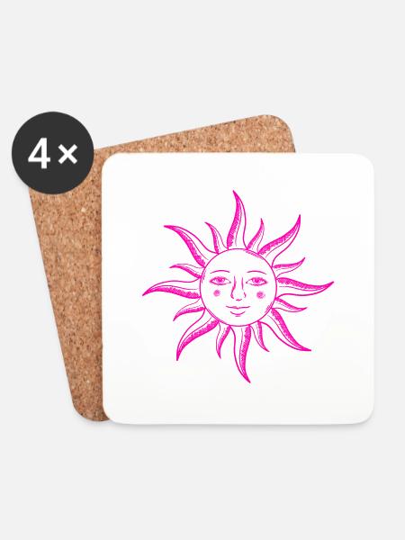 sonne gesicht heilige geometrie yoga einfache form - Untersetzer (4er-Set) - Weiß