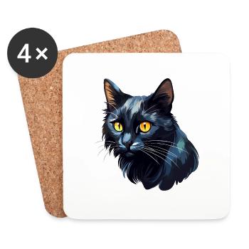 Black cat for cat lovers - Coasters (set of 4) - white - Front