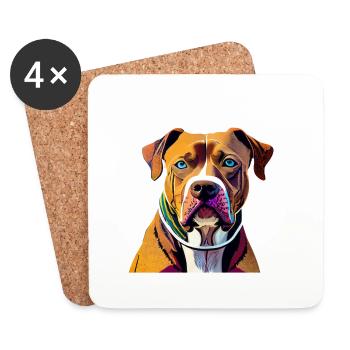American Staffordshire Terrier - Untersetzer (4er-Set) - Weiß - Vorne