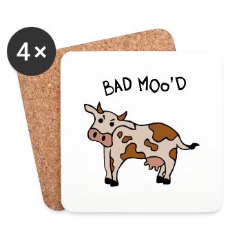 Vache de mauvaise humeur - Dessous de verre (lot de 4) - blanc - Devant