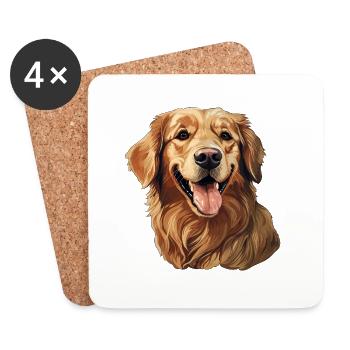 Amical Golden Retriever Dog - Dessous de verre (lot de 4) - blanc - Devant