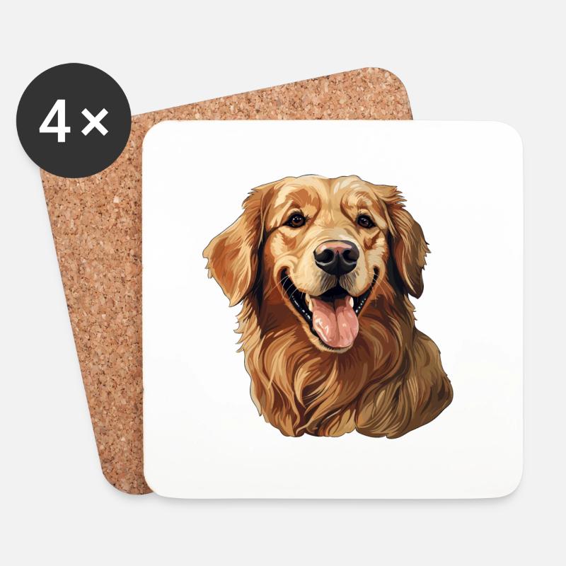 Freundlicher Golden Retriever Hund - Untersetzer (4er-Set) - Weiß