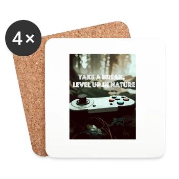 Take a Break, Level Up in Nature Retro Gaming 2 - Coasters (set of 4) - white - Front