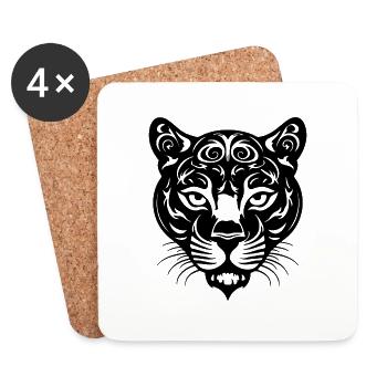Panther Predator Jungle Wildcat - Dessous de verre (lot de 4) - blanc - Devant