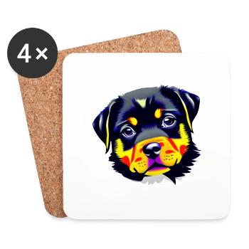 Rottweiler Dog Rottweiler Puppy Dogs Puppy - Coasters (set of 4) - white - Front