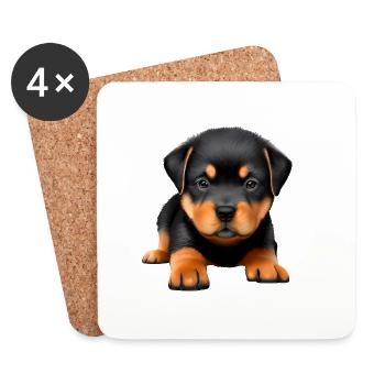 Puppy Rottweiler Dog Rottweiler Puppy Dogs - Coasters (set of 4) - white - Front