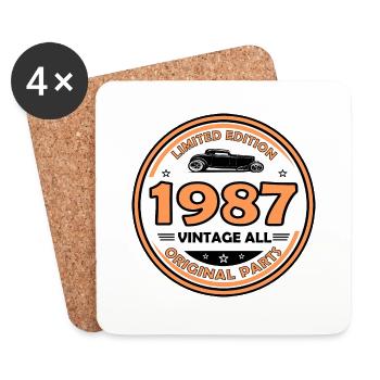 vintage 1987 - Dessous de verre (lot de 4) - blanc - Devant