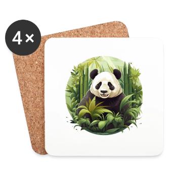Le paradis des pandas - Dessous de verre (lot de 4) - blanc - Devant