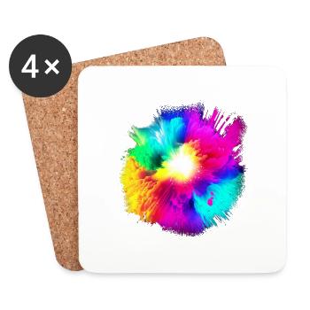 Explosion de couleurs 2 - Dessous de verre (lot de 4) - blanc - Devant