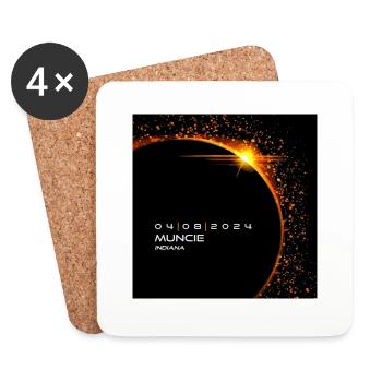 Muncie Indiana 2024 Eclipse Cool Souvenir Memento - Dessous de verre (lot de 4) - blanc - Devant