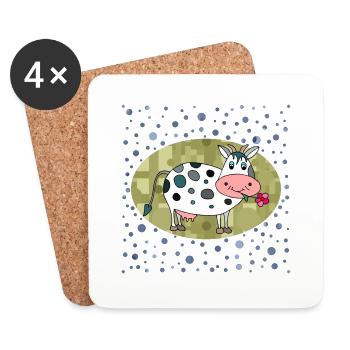 Vache - Dessous de verre (lot de 4) - blanc - Devant