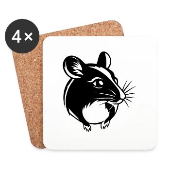 Ratte Maus Nagetier Ratten - Untersetzer (4er-Set) - Weiß - Vorne