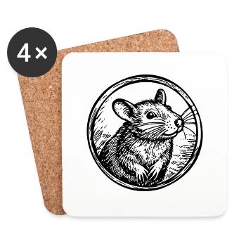Ratte Maus Nagetier Ratten - Untersetzer (4er-Set) - Weiß - Vorne