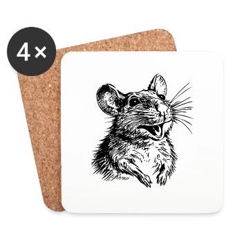 Ratte Maus Nagetier Ratten - Untersetzer (4er-Set) - Weiß - Vorne