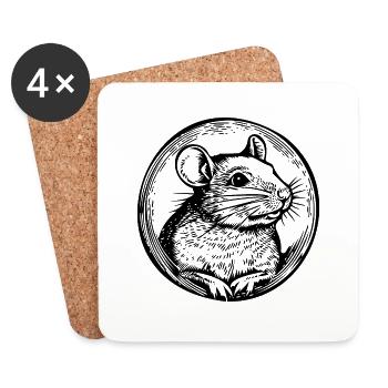 Ratte Maus Nagetier Ratten - Untersetzer (4er-Set) - Weiß - Vorne