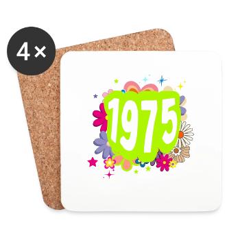 Jahr 1975 Jubiläum Groovy blumig - Untersetzer (4er-Set) - Weiß - Vorne