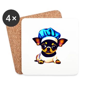 Chihuahua Dogs Dog Restaurateur Chihuahua Puppy - Coasters (set of 4) - white - Front