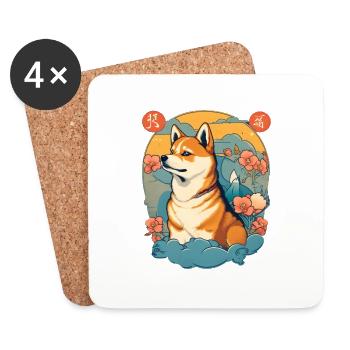 Süßer Shiba Inu Dogecoin Meme Crypto Coin - Untersetzer (4er-Set) - Weiß - Vorne