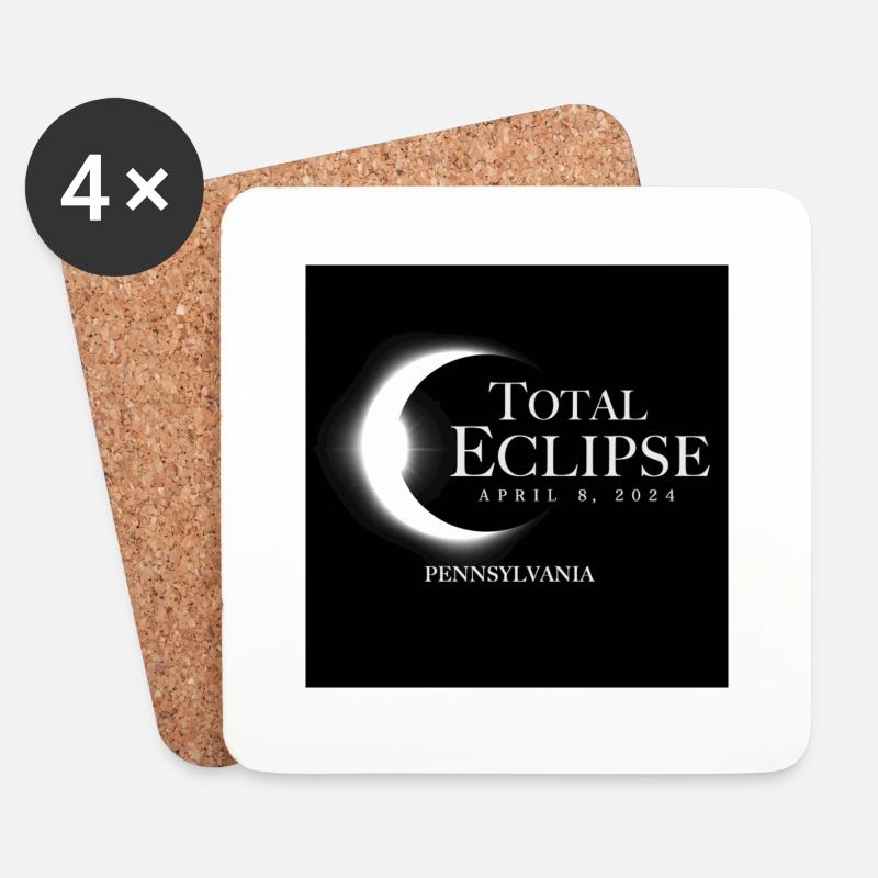 Pennsylvania 2024 Eclipse Souvenir 8 april - Underlägg (4-pack) - vit