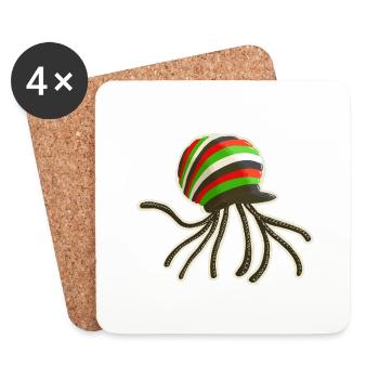 Reggaeman cap octopus - Coasters (set of 4) - white - Front