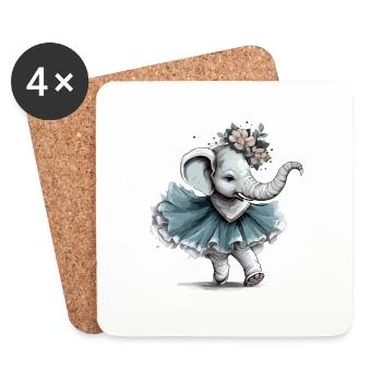 Zouzou l'éléphant au tutu - Dessous de verre (lot de 4) - blanc - Devant