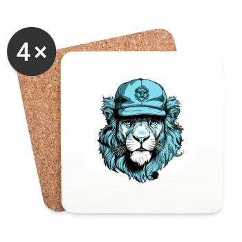 Boudi the blue lion - Coasters (set of 4) - white - Front
