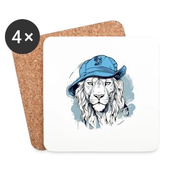 Vikou the Blue Lion - Coasters (set of 4) - white - Front
