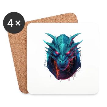 Techno Dragon - Le mythe Cyberpunk - Dessous de verre (lot de 4) - blanc - Devant