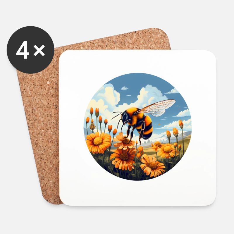 Hummelblüten - Untersetzer (4er-Set) - Weiß