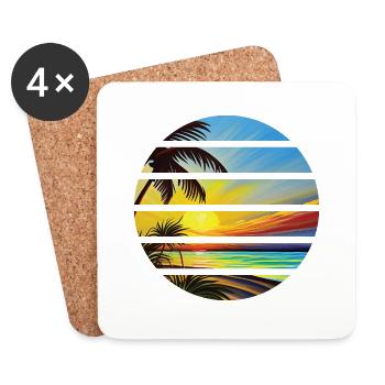 Vacances d’été Palm Islands Island Beach Sun Palm Tree - Dessous de verre (lot de 4) - blanc - Devant