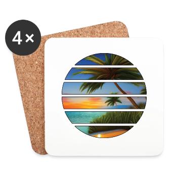 Palm Island Summer Holiday Sun Palm Beach - Dessous de verre (lot de 4) - blanc - Devant