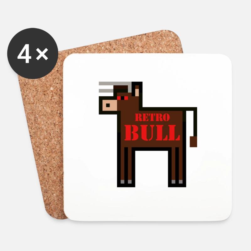 Retro Bull - Coasters (set of 4) - white