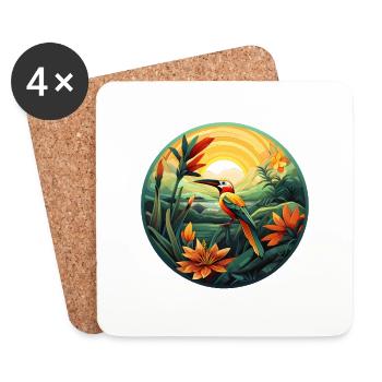 Oiseau au paradis - Dessous de verre (lot de 4) - blanc - Devant