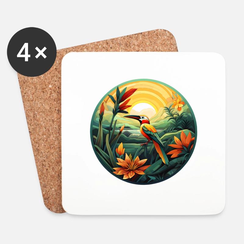 Bird in Paradise - Coasters (set of 4) - white