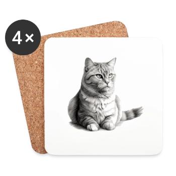 Zaki the cat - Coasters (set of 4) - white - Front