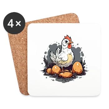 Joo the hen - Coasters (set of 4) - white - Front
