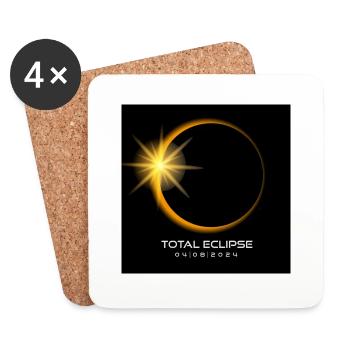 Eclipse 2024 Souvenir 8 avril Cool Memento - Dessous de verre (lot de 4) - blanc - Devant