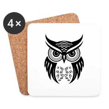 Owl Owl Bird Birds - Coasters (set of 4) - white - Front