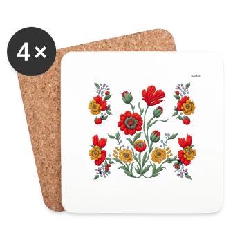 Folk art composition #3 - Coasters (set of 4) - white - Front